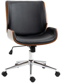 Vinsetto Cadeira de Escritório Operativa Giratória em PU com Altura Ajustável Função Inclinação 51x65,5x82-92cm Preto