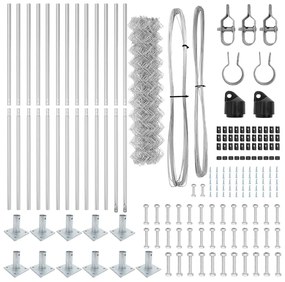 Conjunto de Postes de Cerca Prateado 25 x 1 m Aço Galvanizado