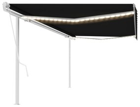 vidaXL Toldo automático com LED e sensor de vento 5x3 m antracite