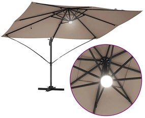 Guarda-sol Cantilever Roma da com LEDs, Cor Taupe, Medidas 352x251x265
