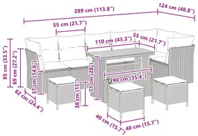 Conjunto de Sofá de Jardim vidaXL de 10 Peças com Almofadas Bege Polyr