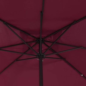Guarda-sol Quadrado 295x245 cm Vermelho Bordeaux