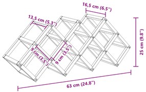Suporte para Vinhos vidaXL para 9 Garrafas 63x16,5x25 cm em Aço com Re