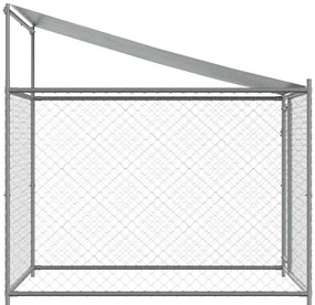 Jaula para cão com telhado/porta 2x2x2 m aço galvanizado cinza
