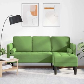 vidaXL Sofá de 3 lugares com chaise L-Shape Verde Claro 160 cm Veludo