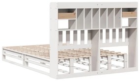 Cama com estante sem colchão 140x190 cm pinho maciço branco