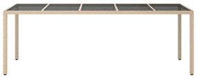 Mesa de Jantar para Jardim Bege 250x100x75 cm Vime PE