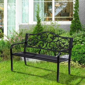 Banco de Jardim de Aço Banco de Exterior com Encosto e Apoio para os B