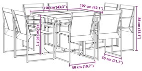 9 pcs conjunto de jantar para jardim textilene preto