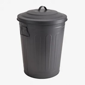 Lixeira Com Tampa Em Aço Galvanizado Susi Cinza Grafito & 50 L - Sklum