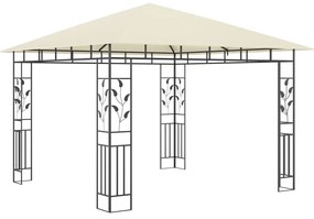 Gazebo c/ mosquiteiro e cordões luzes LED 3x3x2,73m creme