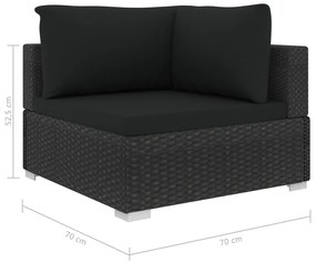 10 pcs conjunto lounge de jardim c/ almofadões vime PE preto