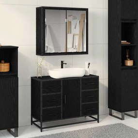vidaXL Conjunto de Móveis para Banheiro com porta 2 pcs Carvalho preto
