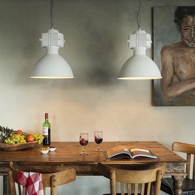 Candeeiro de suspensão industrial pequeno branco mate - Sicko