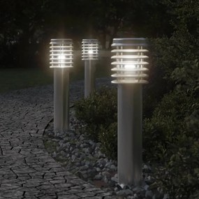 vidaXL Candeeiro de chão para exterior 60 cm aço inoxidável prateado