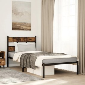 vidaXL Estrutura de cama sem colchão 90x190 cm metal carvalho fumado
