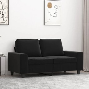 vidaXL Sofá de 2 lugares 120 cm tecido de microfibra preto