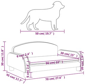 Cama para cães 70x45x30 cm tecido cor creme