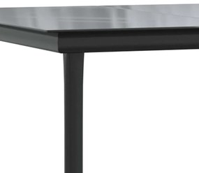 Conjunto de jantar jardim 7 peças vidro vime PE preto