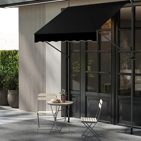 Toldo retrátil manual 2 m x 180 cm Sombra exterior ajustável sem perfuração com manivela para pátio, varanda, jardim Preto