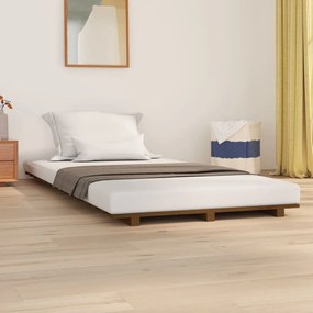 vidaXL Estrutura de cama 75x190cm madeira de pinho maciça castanho mel