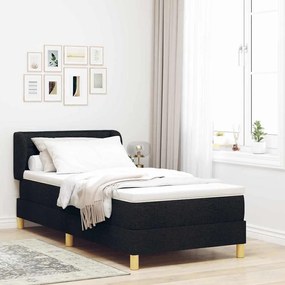 vidaXL Cama Box com colchão com cabeceira Preto 90 x 190 cm tecido