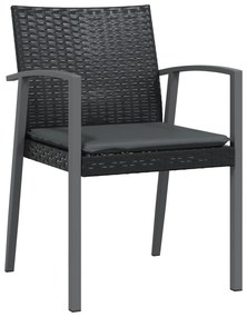 Conjunto de Jantar de Jardim 3 Peças com Almofadas Pretas Rattan Sinté