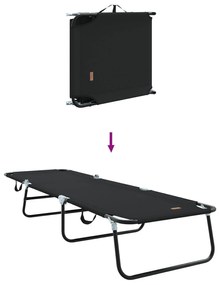 Espreguiçadeira Dobrável 2 pcs Portátil Preta 600D Tecido Oxford