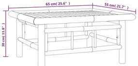 4 pcs conjunto lounge de jardim bambu c/ almofadões branco nata