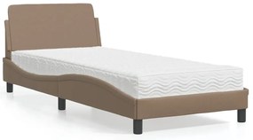 Cama com colchão 90x200 cm couro artificial cor cappuccino