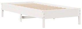 Cama com estante sem colchão 100x200 cm pinho maciço branco