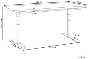 Secretária elevatória eletricamente ajustável branca 180 x 80 cm DESTINES Beliani