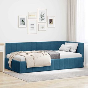 vidaXL Estrutura de Cama de Canto Azul 100 cm x 200 cm Veludo