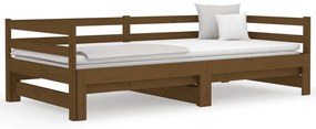 Sofá-cama puxar 2x(80x200) cm pinho maciço castanho mel