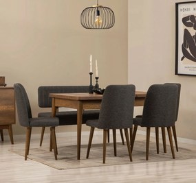 Conjunto de Mesa de Jantar Extensível e Cadeiras Vina – Nogueira e Ant