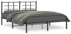 vidaXL Estrutura de cama em metal com cabeceira 150x200 cm preto