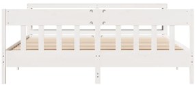 Cama sem colchão 200x200 cm madeira de pinho maciça branco