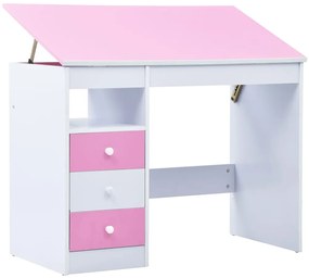 Secretária/estirador desenho para crianças rosa e branco