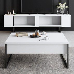 Conjunto de Mobiliário de Sala Luxe Set – Branco/Preto – Espessura 18