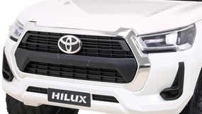 Carro elétrico para Crianças Toyota Hilux 12V 4x4 Rodas Espuma EVA, Assento couro ecológico Branco
