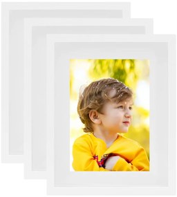 vidaXL Molduras 3D 3 pcs 21x29,7 cm p/ fotografia de 15x20 cm branco