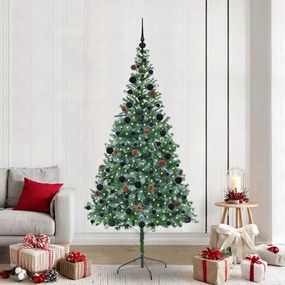vidaXL Árvore de Natal Artificial com 300 LEDs Verde 210 cm PVC e Aço