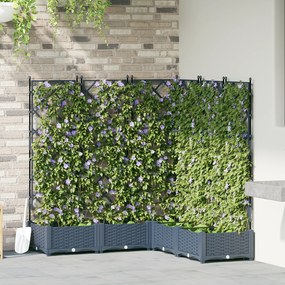 vidaXL Floreira com Treliça 5 pcs Cinza 120x120x125.5 cm
