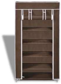 Armario de tecido para sapatos com capa, 58 x 28 x 106 cm, castanho