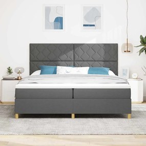 Cama Box Spring com Colchão e LED Cinza Escuro 200x200 cm Tecido