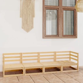 vidaXL Sofá de 4 lugares para jardim pinho maciço