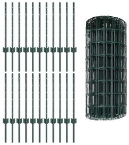 Cerca Euro com 22 Postes U Verde 0,6x50 m Aço