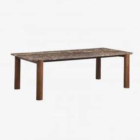 Mesa De Jantar Retangular 245x110 Cm Em Madeira De Manga E Mármore Oneca Mármore Castanho Emperador - Sklum