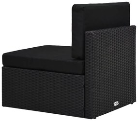 8 pcs conjunto lounge para jardim vime PE preto