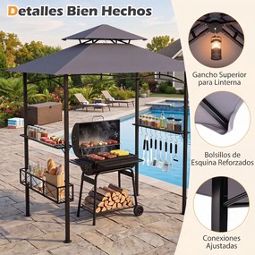 Tenda de Jardim para Churrasco (GRELHADOR NÃO INCLUIDO), 244 x 147 x 255 cm, Cobertura Dupla, Cinzento